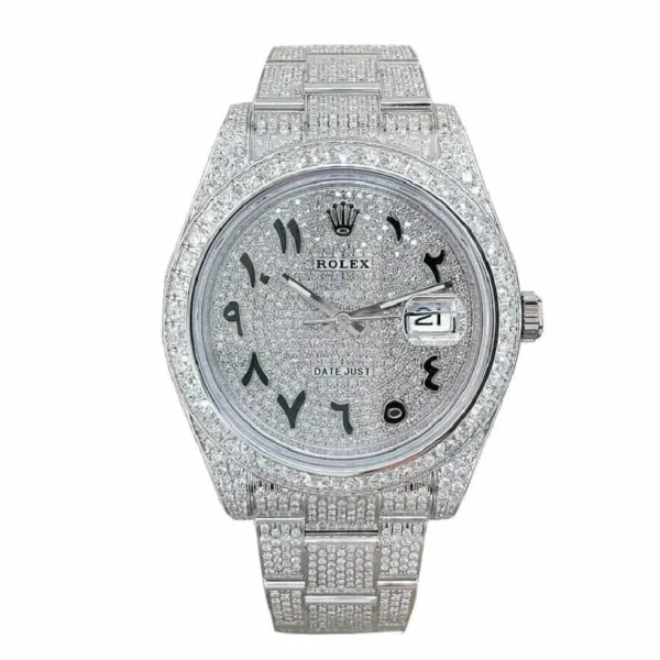 Rolex Datejust 116300 White Gold Diamond Arabic Dial Iced Out Replica